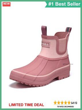 HISEA Waterproof Rubber Chelsea Ankle Rain Boots Non-Slip Women's Garden